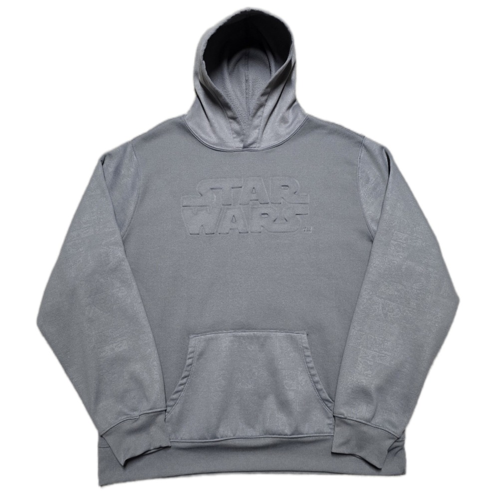 VTG Star Wars 3D Embossed‎ Hoodie Lucas Films Promo Mens 2XL Y2K Sleeve AOP